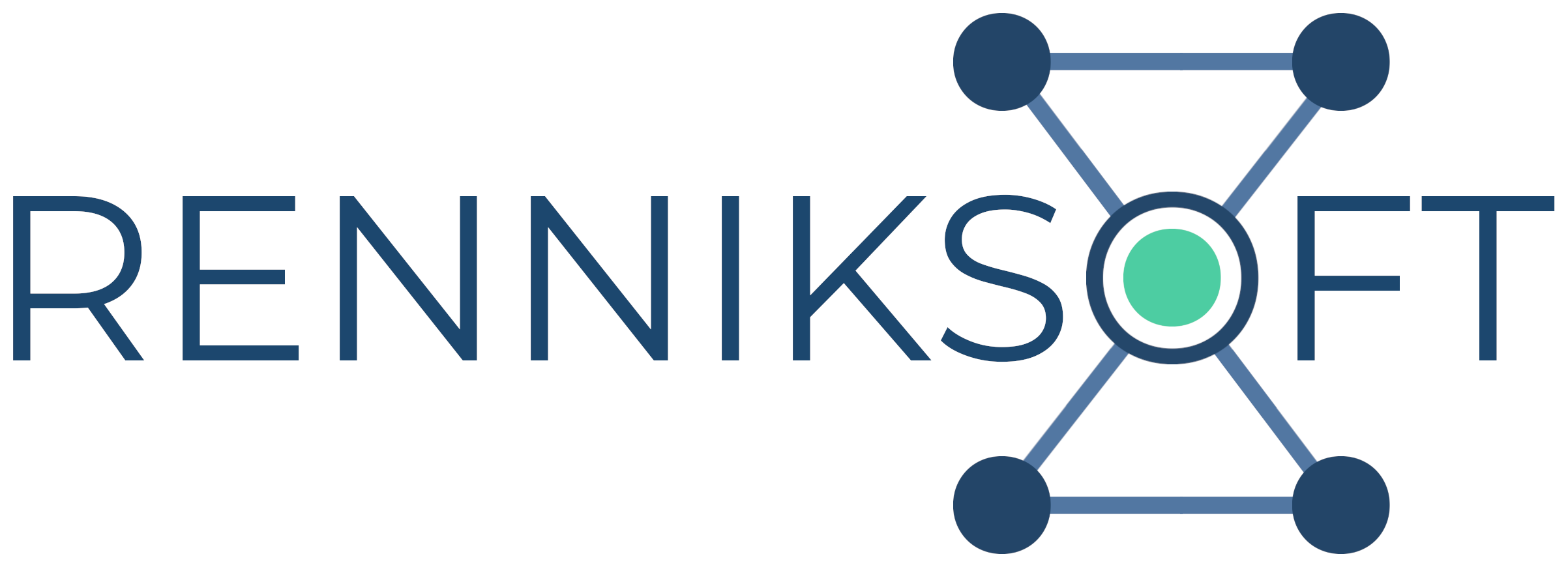 Renniksoft Logo - Abstract Cloud Architecture and Generative AI Network